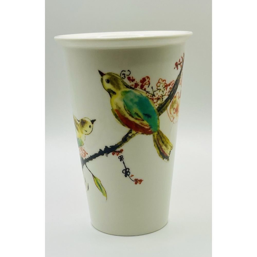 Double Wall Floral Ceramic Chirp Thermal Travel Mug - 12 Oz No Lid